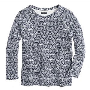 J Crew Blue White Demask Jacquard Sweater Pullover